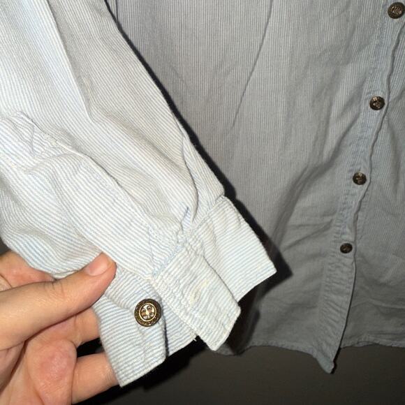 Vtg Way To Go Shirt Striped Denim Embroidered Button Down Novelty Denim Collar - Picture 8 of 9